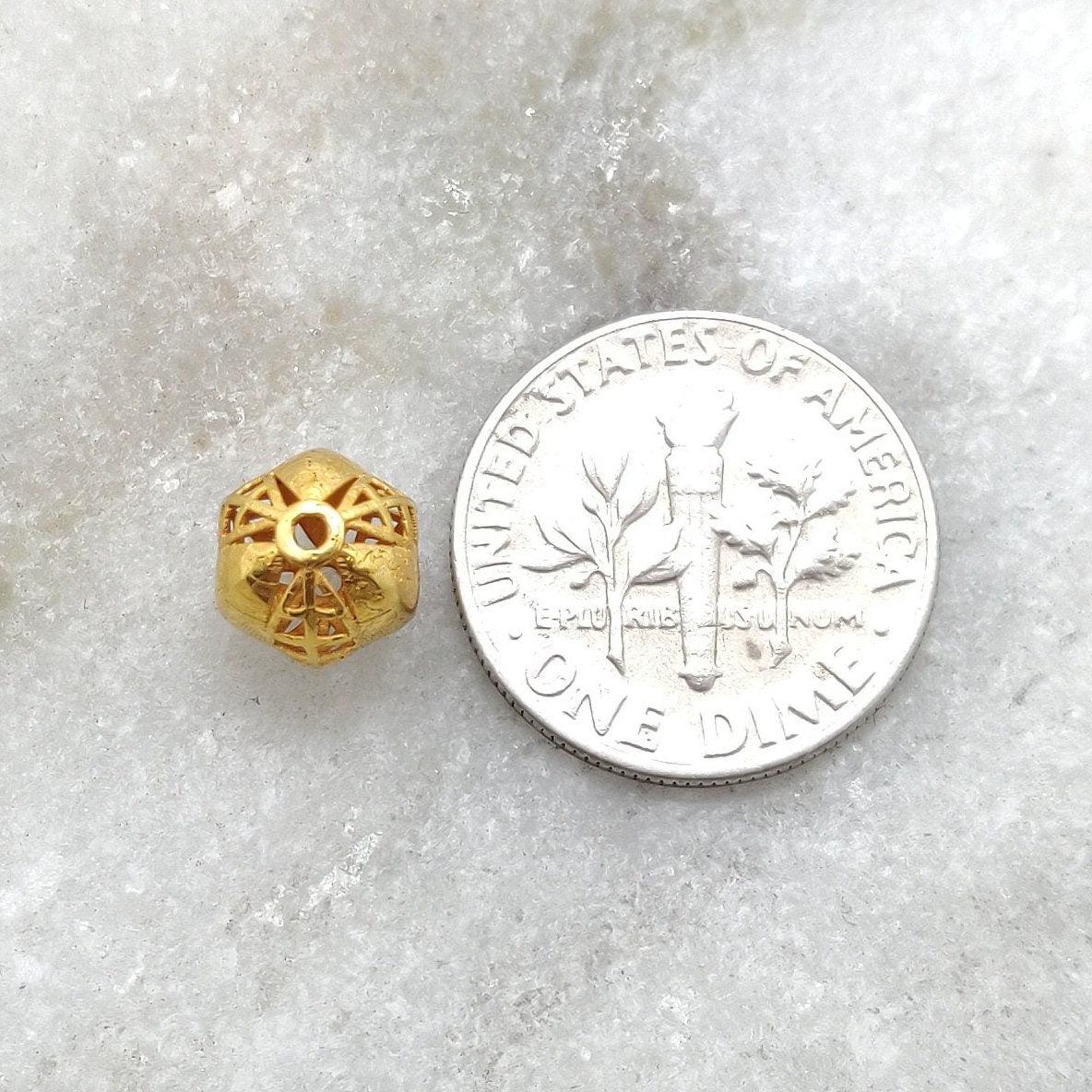 18k Solid Yellow Gold Round Spacer Beads 8x7mm - Kanika Creations