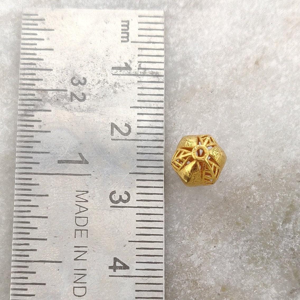 18k Yellow Gold 8x7mm Round Spacer Beads - Kanika Creations