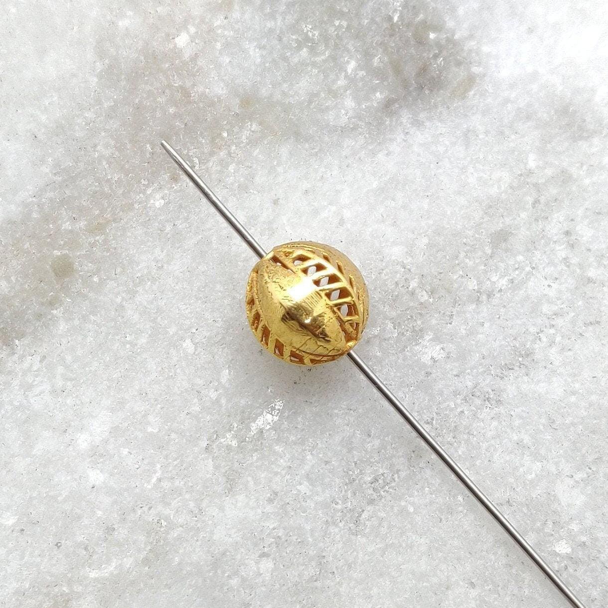 18k Yellow Gold 8x7mm Round Spacer Beads - Kanika Creations