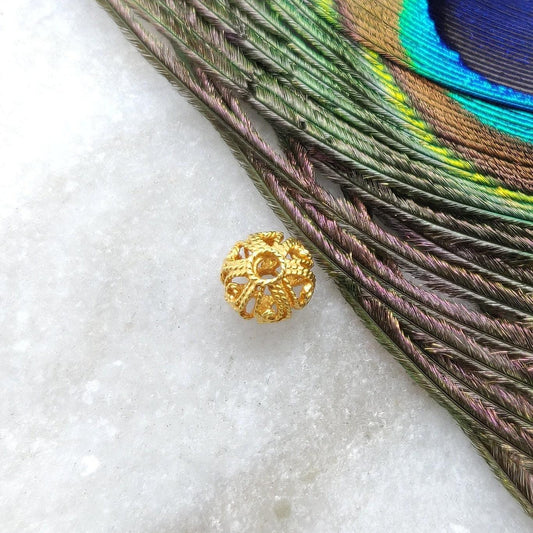 18k Solid Yellow Gold Round Spacer Beads 9x7mm - Kanika Creations