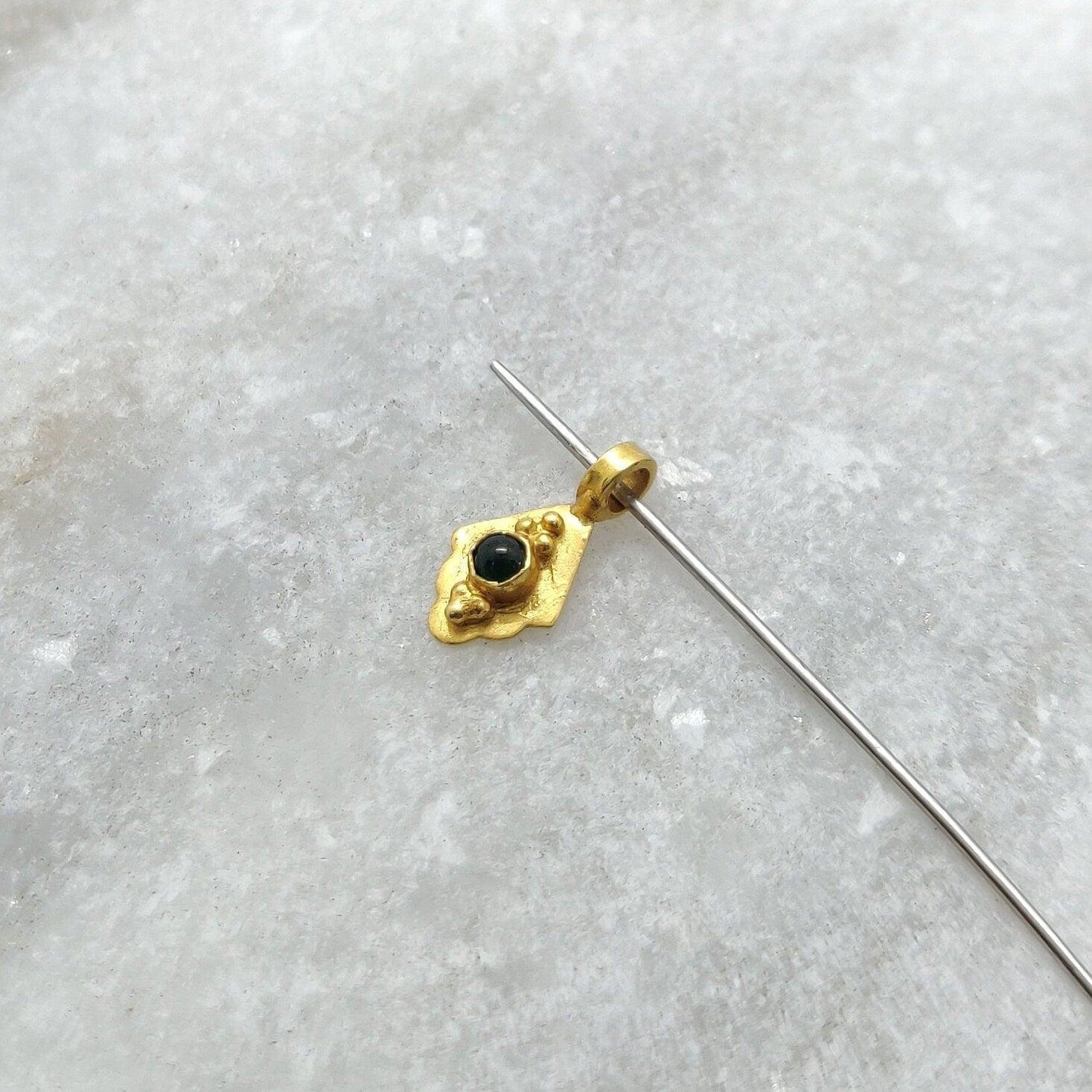 18k Solid Yellow Gold Fancy Charm Pendant 5x10mm - Kanika Creations