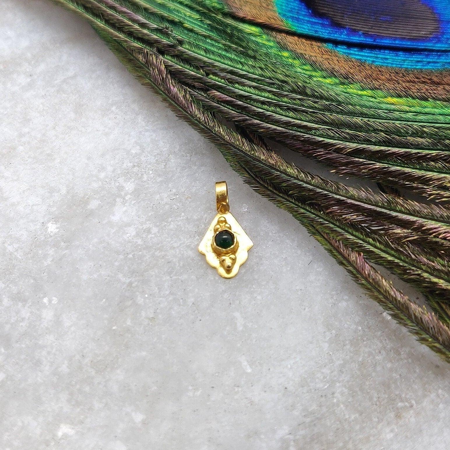 18k Solid Yellow Gold Fancy Charm Pendant 5x10mm - Kanika Creations