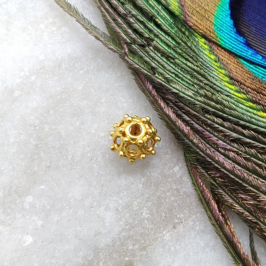 18k Solid Yellow Gold Petite Round Spacer Beads - Kanika Creations
