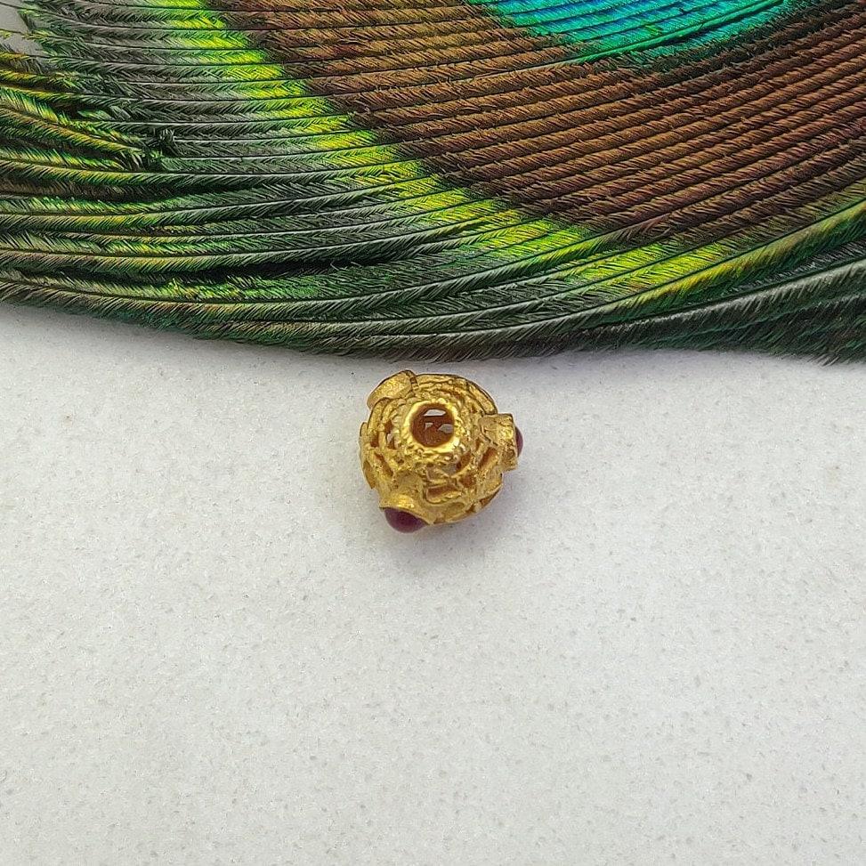 18K Yellow Gold Rondelle Stone Bead For Jewelry Findings 7mm - Kanika Creations