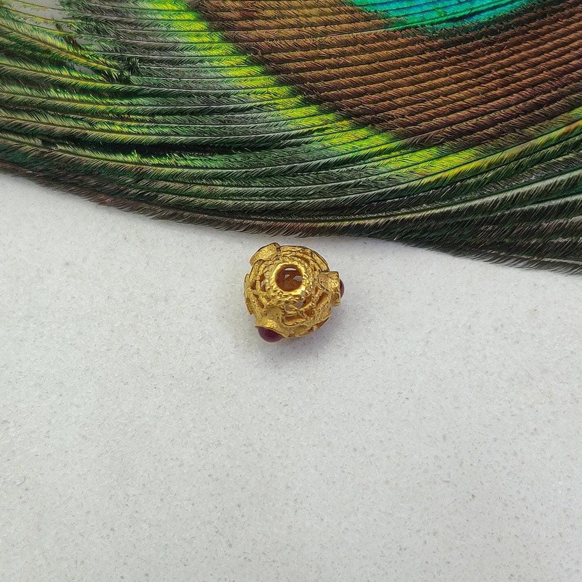 18K Yellow Gold Rondelle Stone Bead For Jewelry Findings 7mm - Kanika Creations