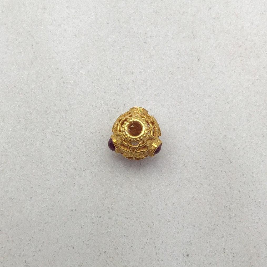18K Yellow Gold Rondelle Stone Bead For Jewelry Findings 7mm - Kanika Creations
