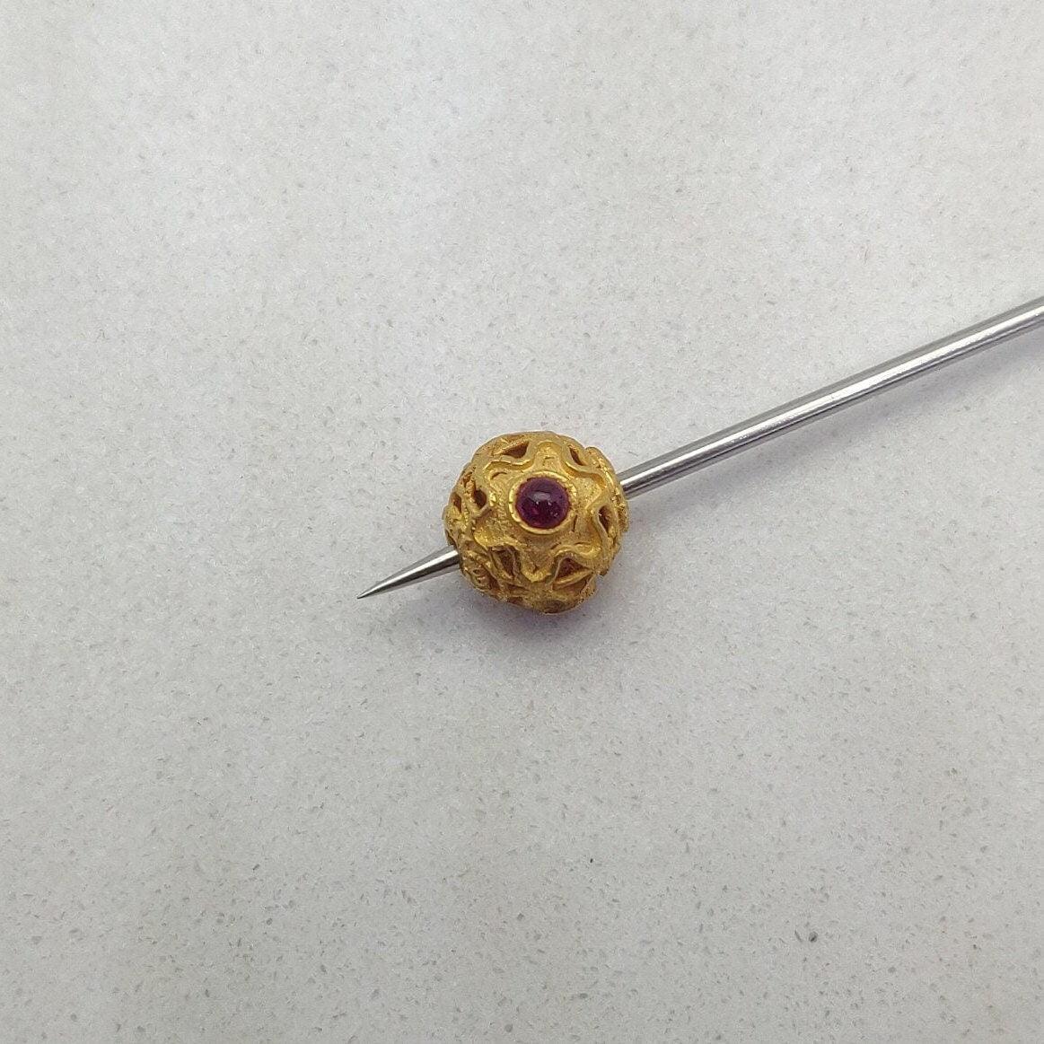 18K Yellow Gold Rondelle Stone Bead For Jewelry Findings 7mm - Kanika Creations