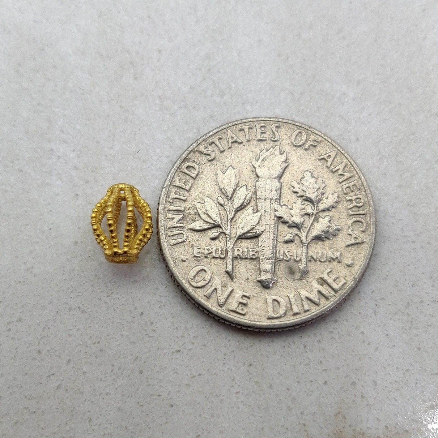 18k Solid Yellow Gold Oval Lantern Spacer Beads 5x6mm - Kanika Creations