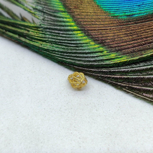 18k Yellow Gold 5x6mm Oval Lantern Spacer Beads - Kanika Creations