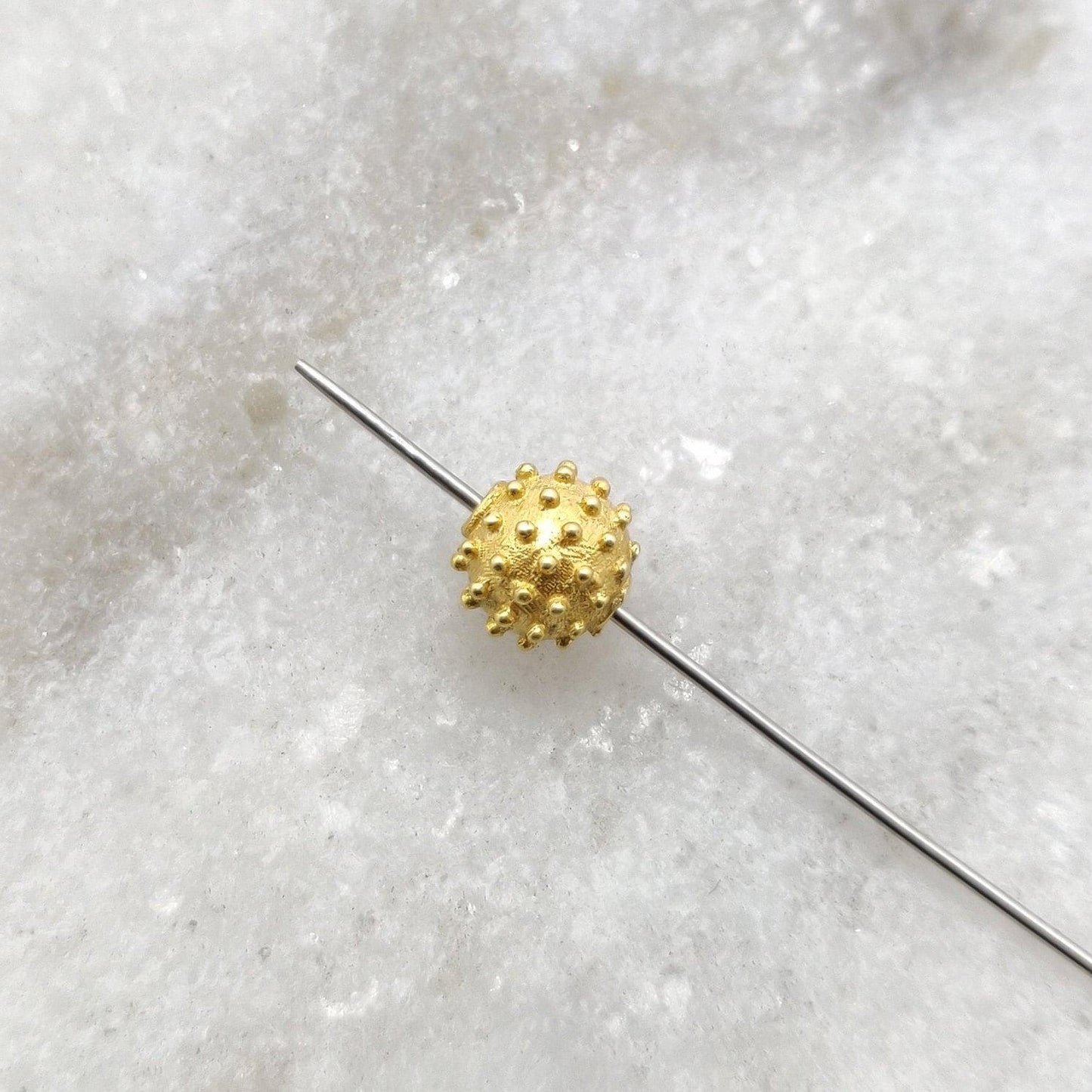 18k Yellow Gold Round Spike Ball Spacer Bead Finding - Kanika Creations