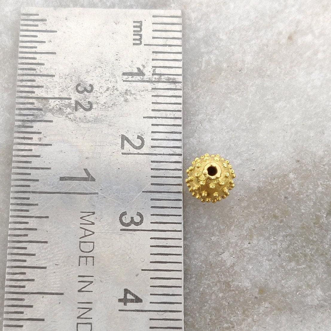 18k Yellow Gold Round Spike Ball Spacer Bead Finding - Kanika Creations