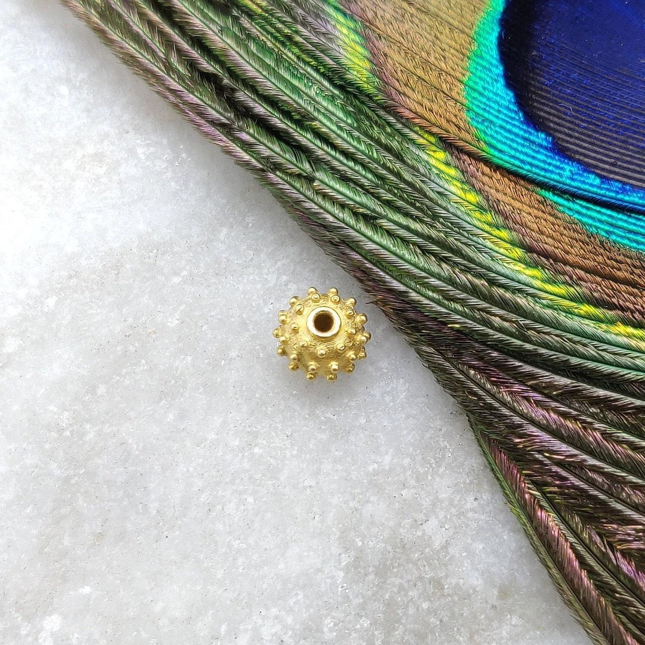 18k Yellow Gold Round Spike Ball Spacer Bead Finding - Kanika Creations