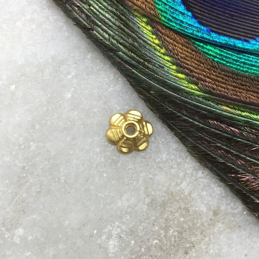 7mm 18k Gold Floral Cap Spacer Bead Cap Finding - Kanika Creations