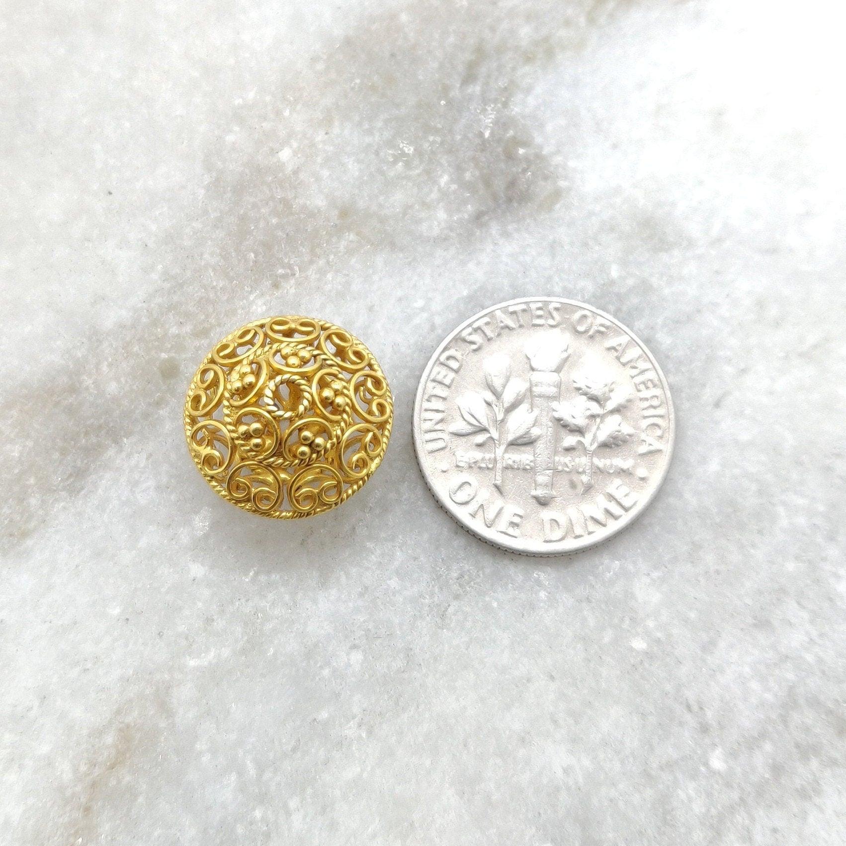18k Gold Filigree Bicon Rondelle Spacer Beads 13mm - Kanika Creations