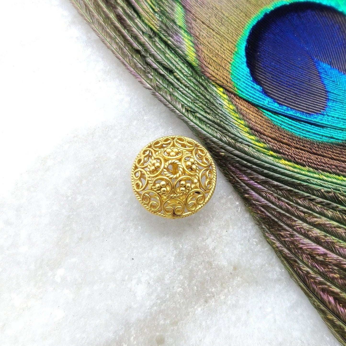 18k Gold Filigree Bicon Rondelle Spacer Beads 13mm - Kanika Creations