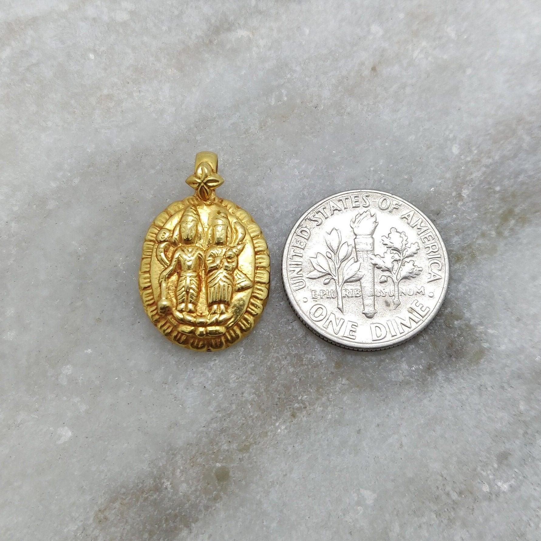 18k Solid Yellow Gold Indian God Charm Pendant - Kanika Creations