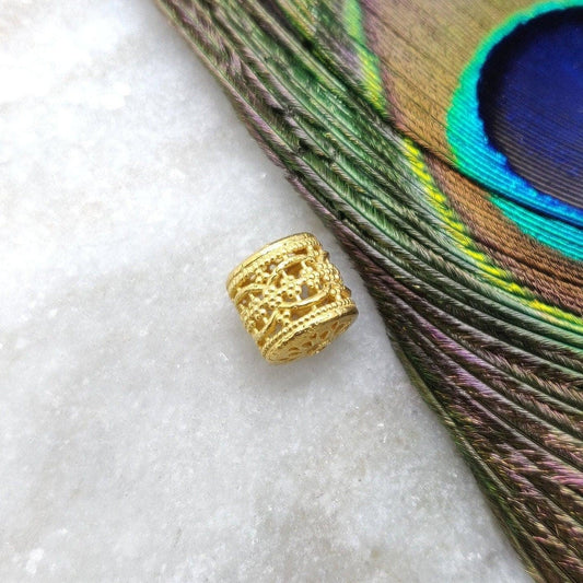 18k Solid Yellow Gold Drum Spacer Beads 10x9mm - Kanika Creations