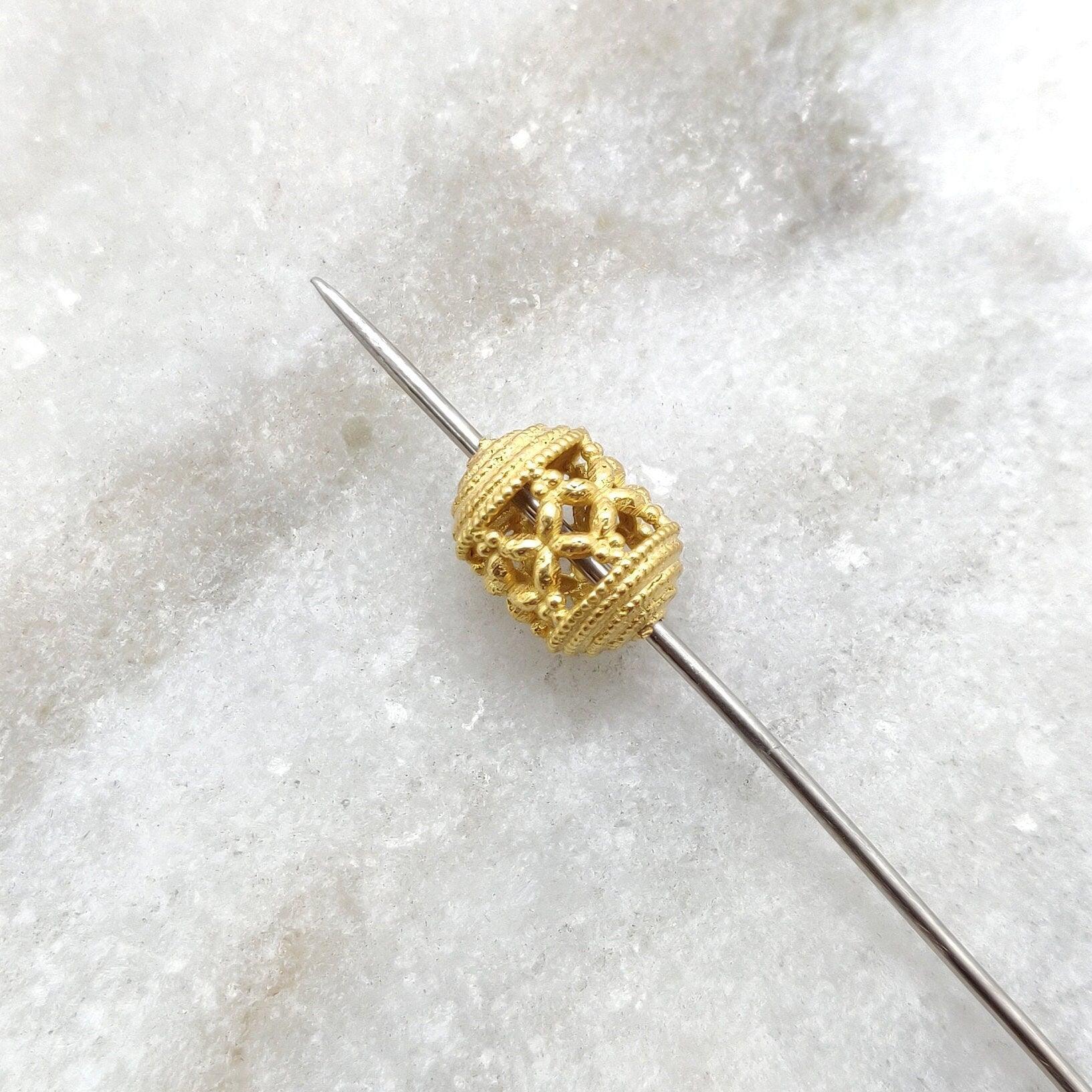 18k Solid Yellow Gold Drum Spacer Beads 11x8mm - Kanika Creations