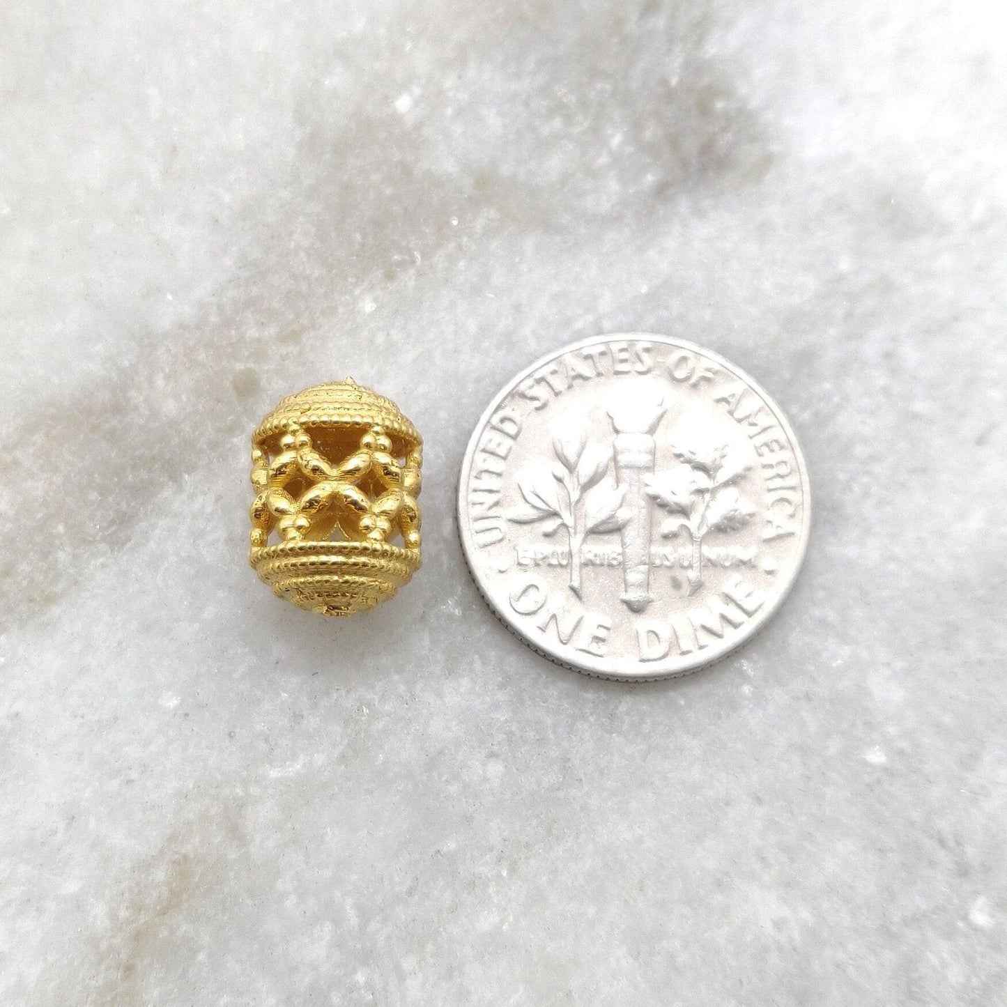 18k Solid Yellow Gold Drum Spacer Beads 11x8mm - Kanika Creations