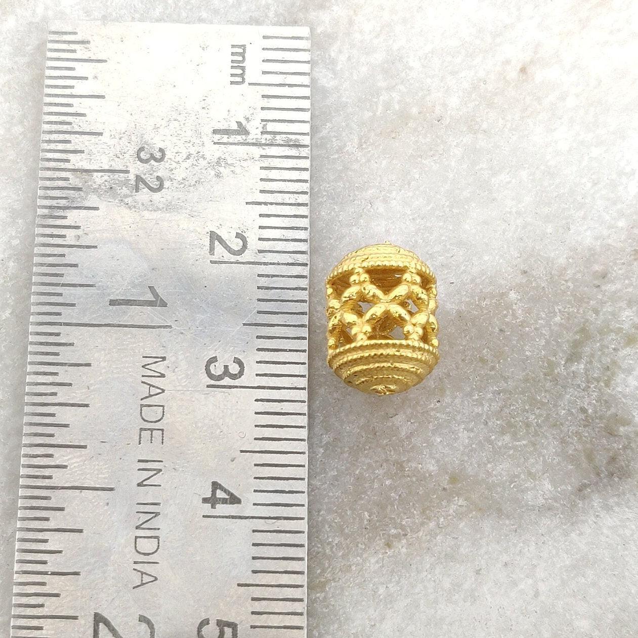 18k Solid Yellow Gold Drum Spacer Beads 11x8mm - Kanika Creations