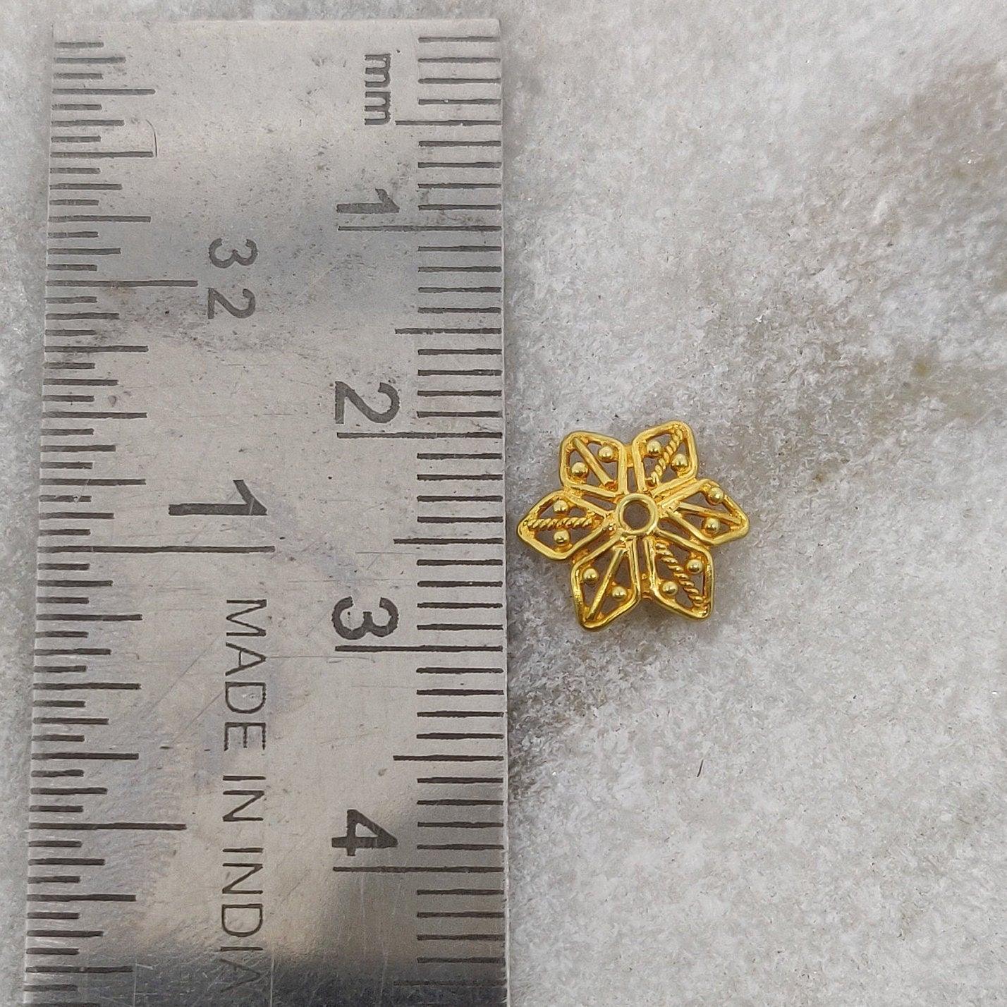 Unique 18K Gold Star Spacer Beads Cap DIY Craft Supplies - Kanika Creations