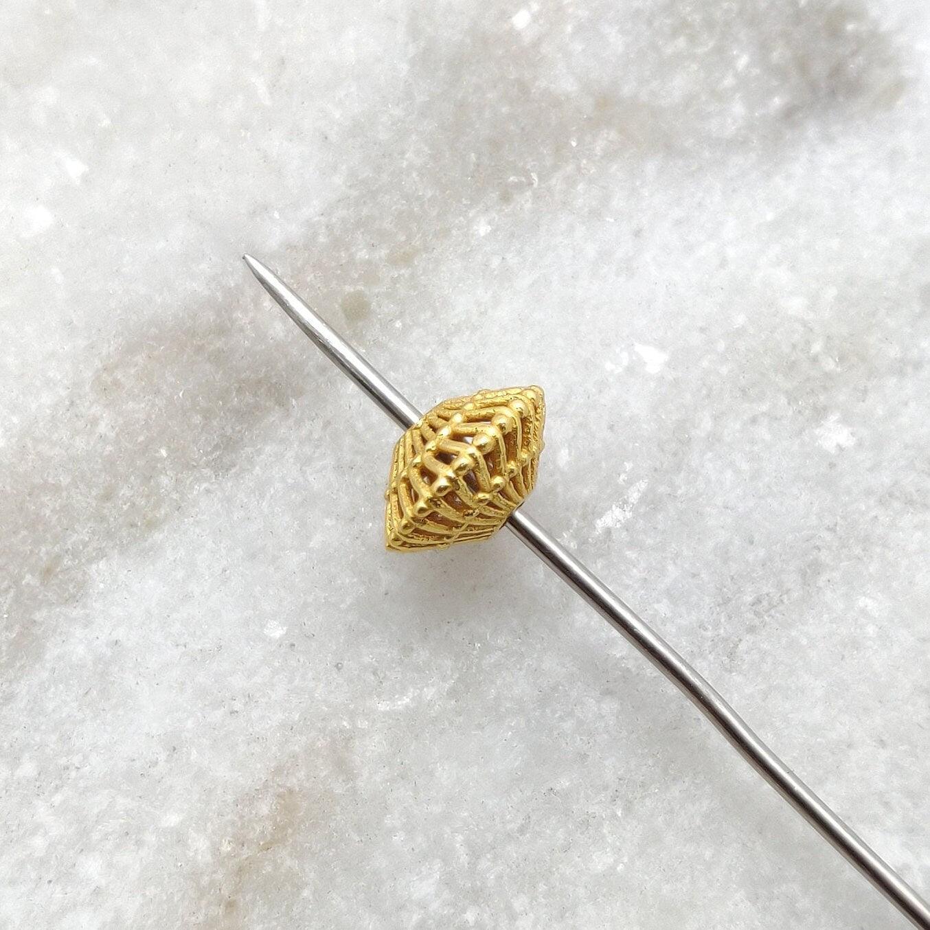 Spiral 18K Solid Gold Swirl Beads Round Findings Supplies - Kanika Creations