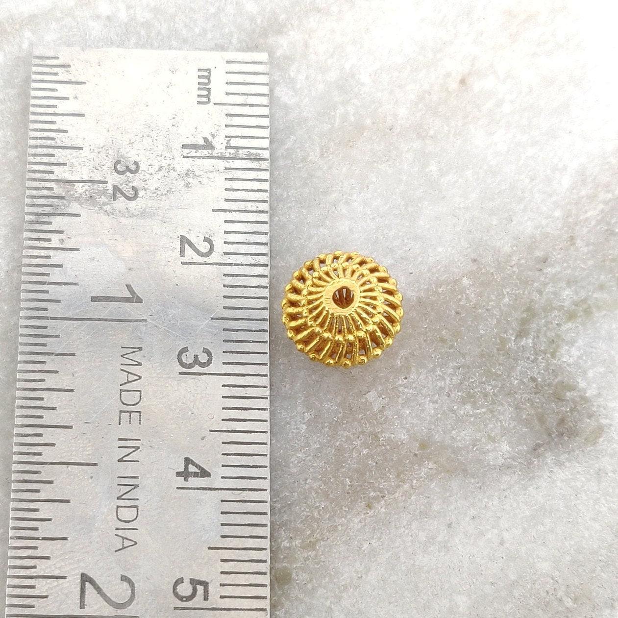 Spiral 18K Solid Gold Swirl Beads Round Findings Supplies - Kanika Creations