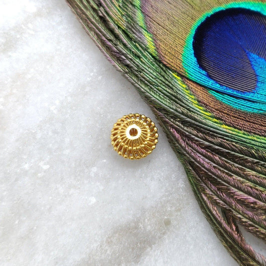 Spiral 18K Solid Gold Swirl Beads Round Findings Supplies - Kanika Creations