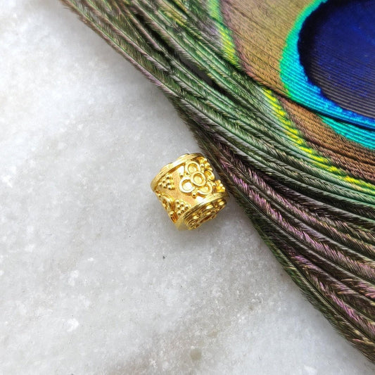18k Solid Yellow Gold Drum Spacer Beads 8mm - Kanika Creations