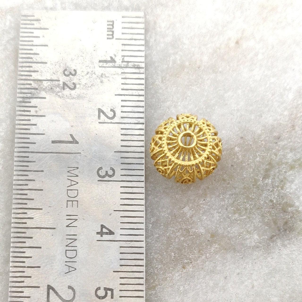 18k Solid Yellow Gold Antique Spacer Beads 11x8mm - Kanika Creations