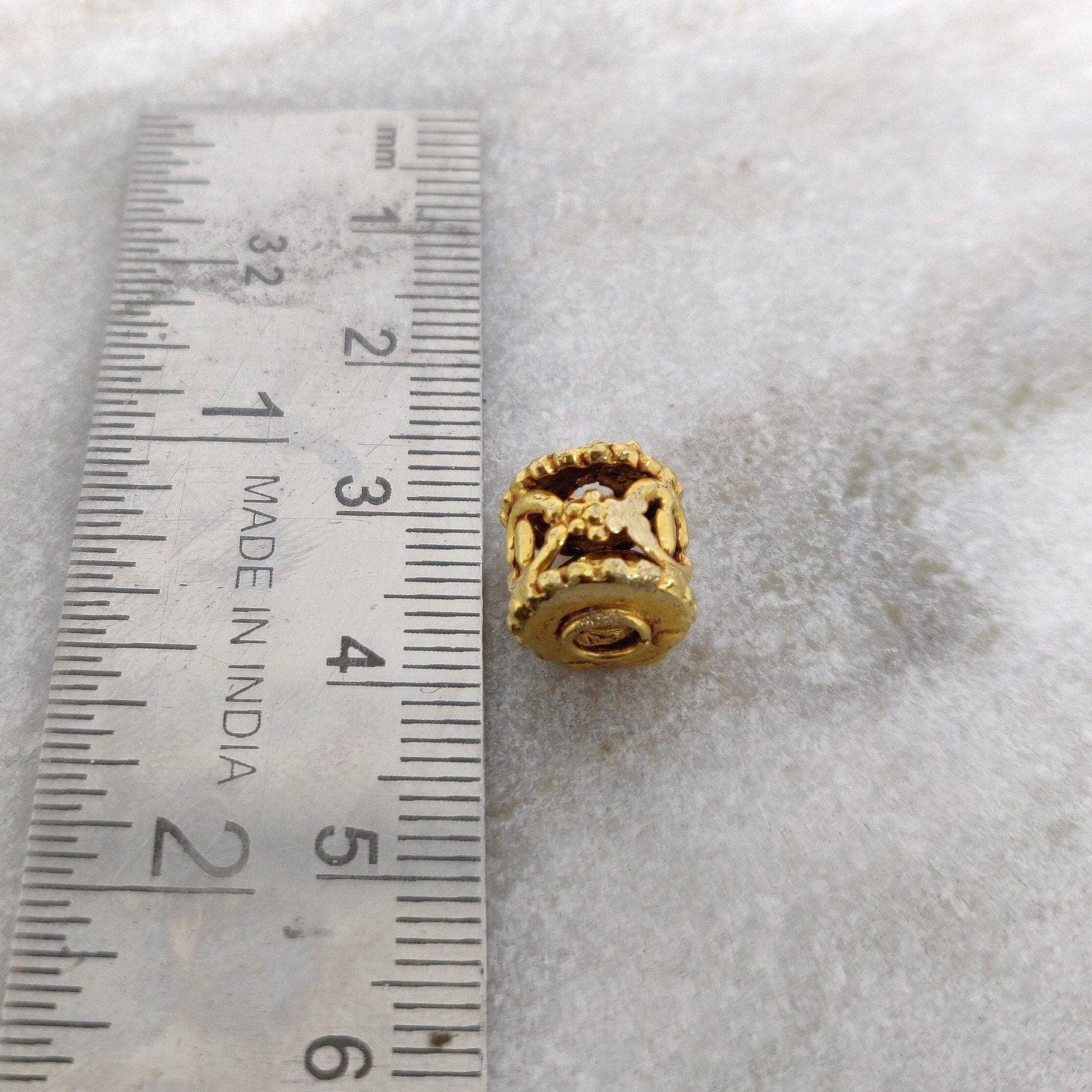 18k Solid Yellow Gold Drum Spacer Bead Finding 9mm - Kanika Creations
