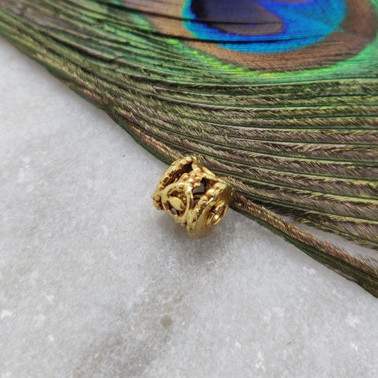 18k Solid Yellow Gold Drum Spacer Bead Finding 9mm - Kanika Creations
