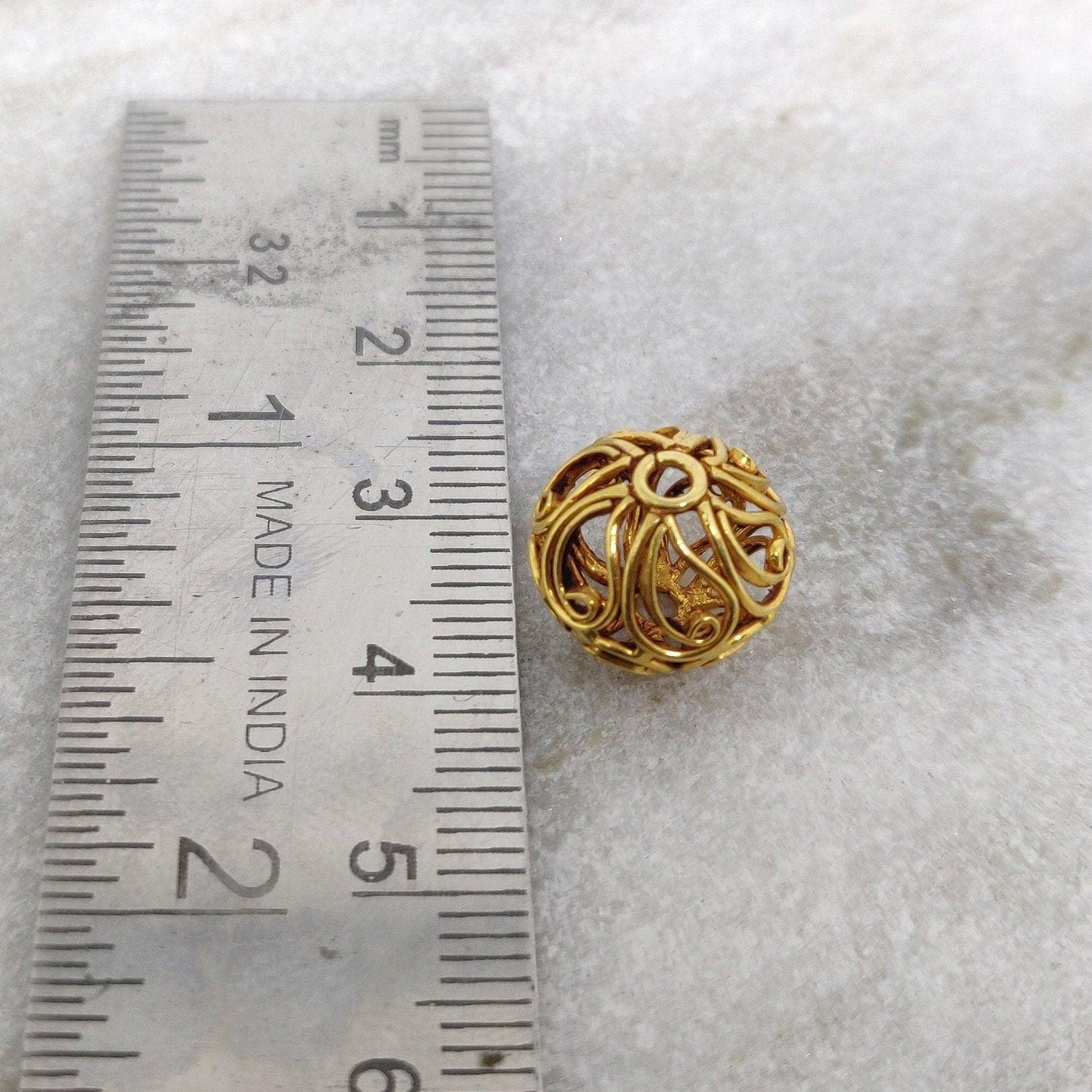 18k Gold Carved Sphere Ball Spacer Beads Findings - Kanika Creations