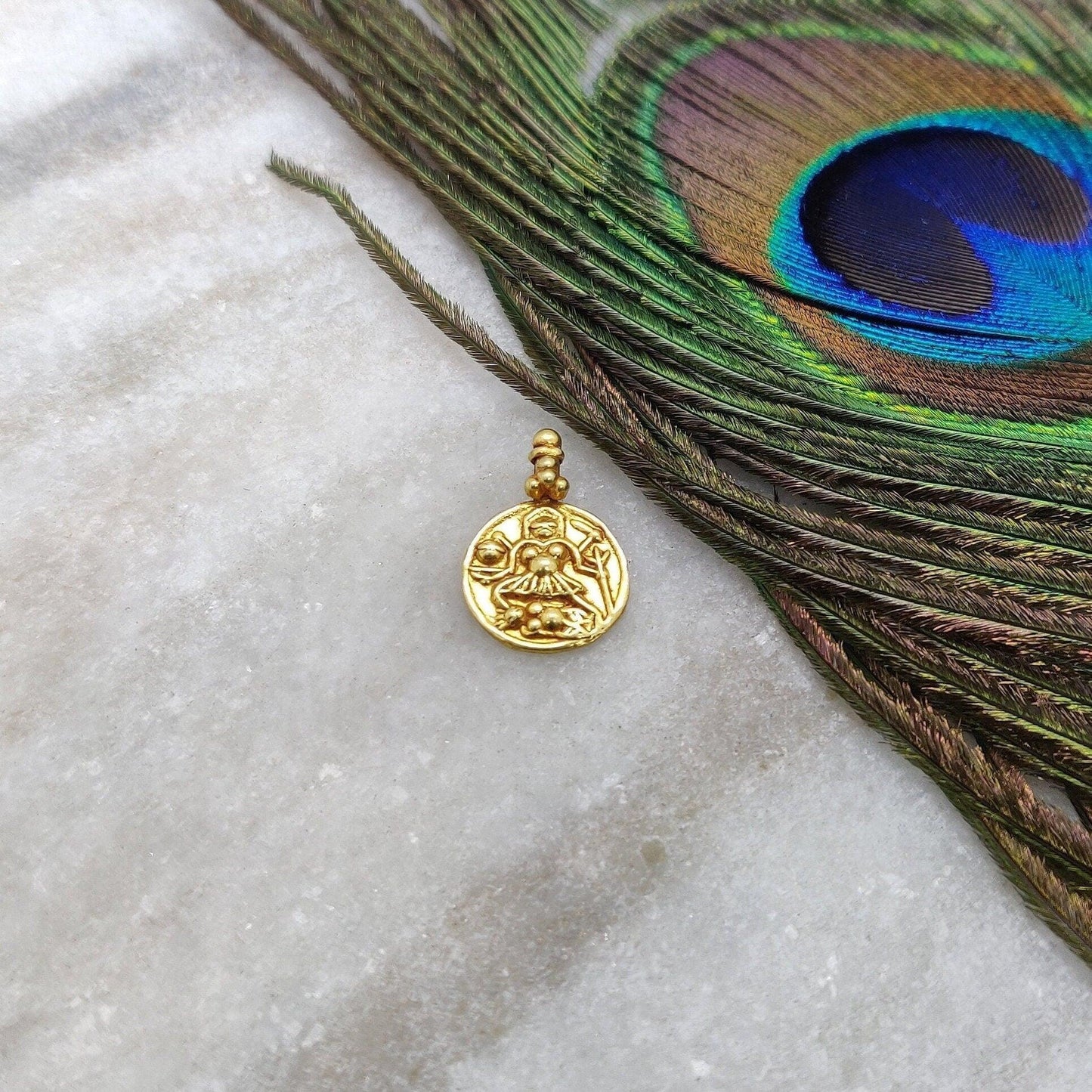 18K Gold Charm Pendant of Indian Goddess Laxmi - Kanika Creations