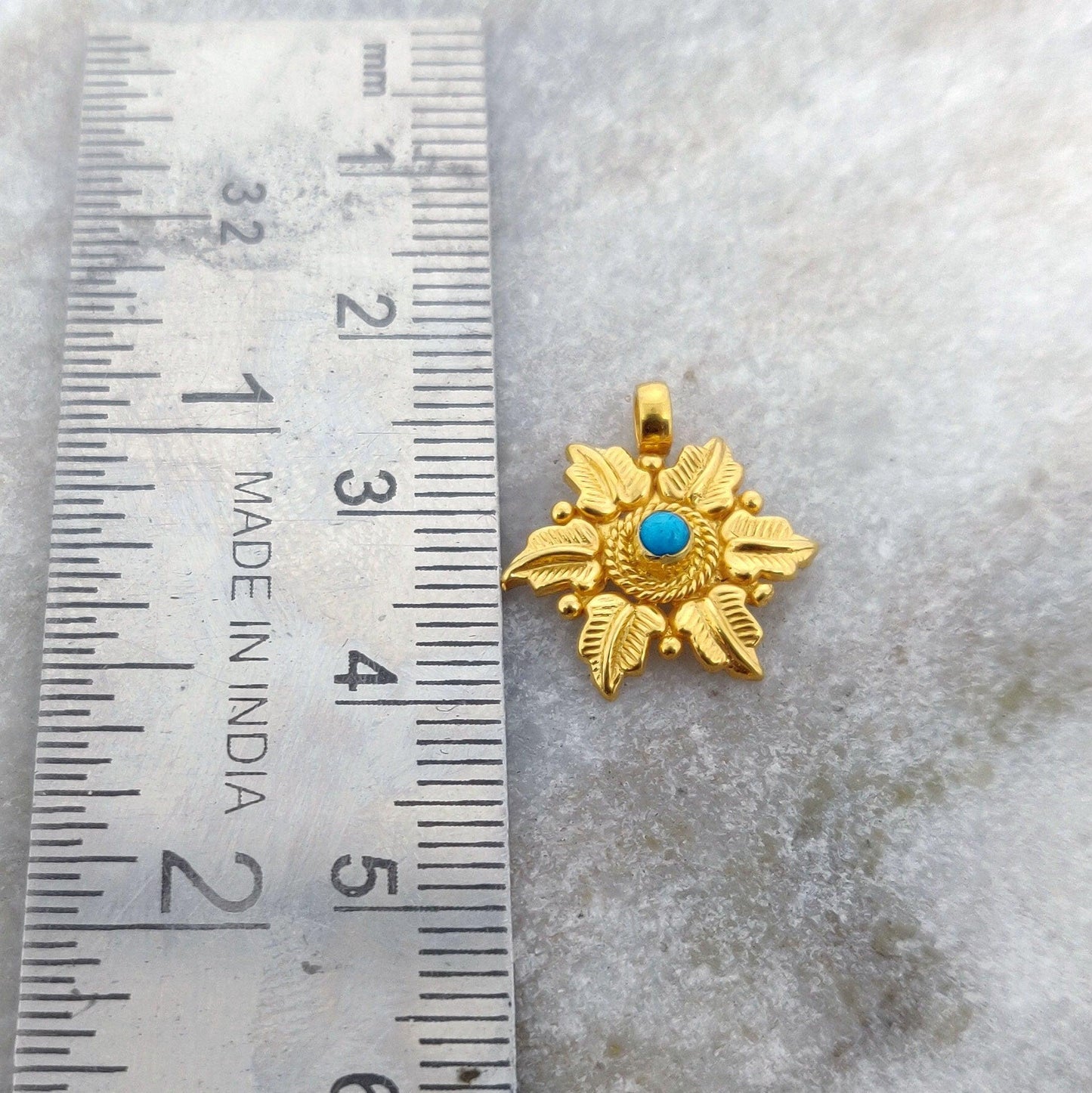 18k Solid Yellow Gold Floral Leaf Charm Pendant For Jewelry - Kanika Creations