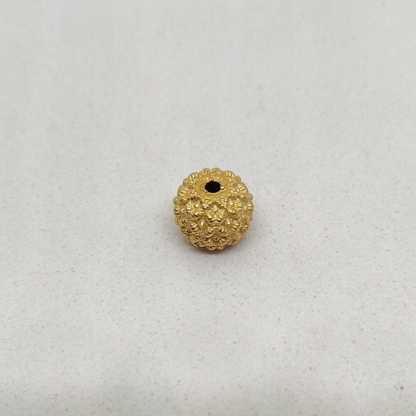 Handmade 18k Solid Gold Sphere Ball Sapcer Bead Finding 9mm - Kanika Creations