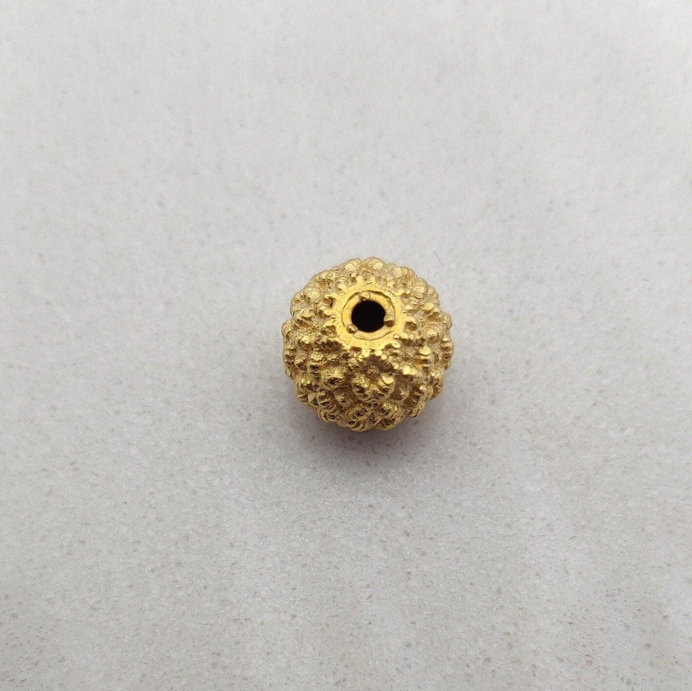 Handmade 18k Solid Gold Sphere Ball Sapcer Bead Finding 9mm - Kanika Creations
