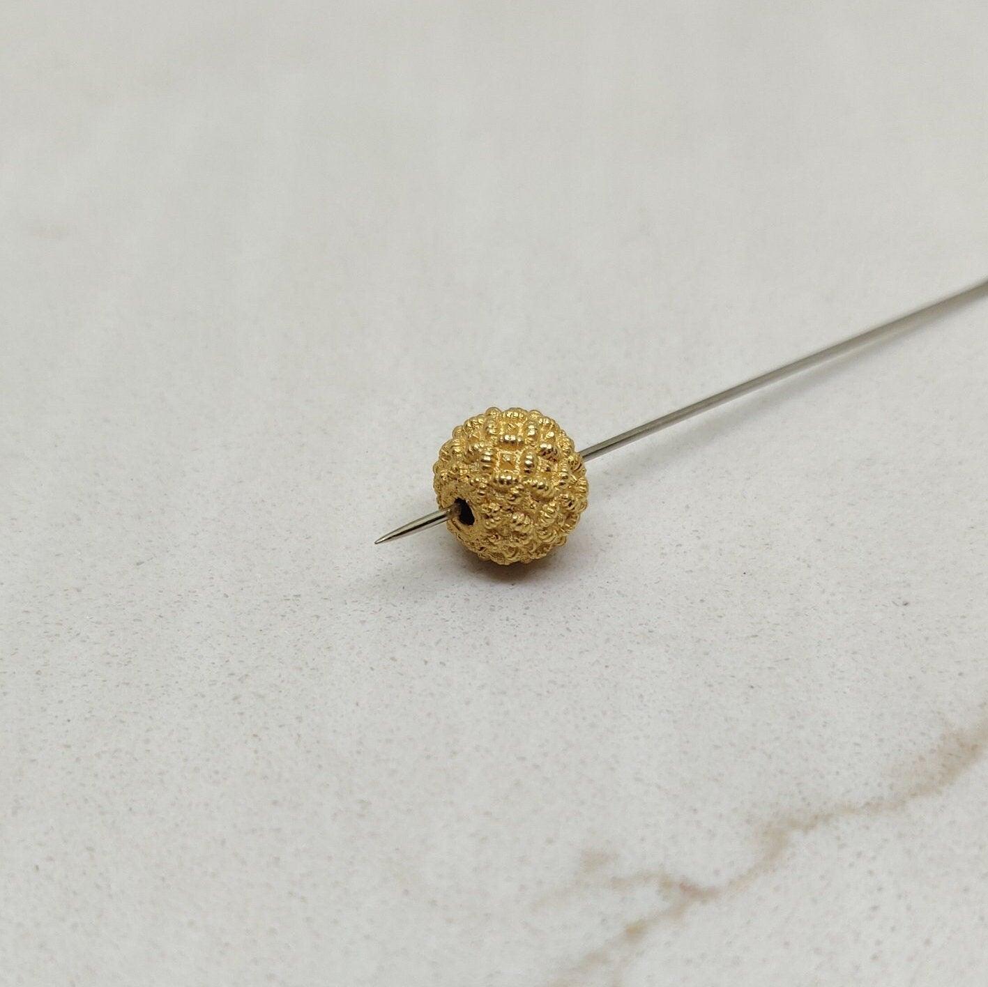 Handmade 18k Solid Gold Sphere Ball Sapcer Bead Finding 9mm - Kanika Creations
