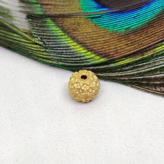 Handmade 18k Solid Gold Sphere Ball Sapcer Bead Finding 9mm - Kanika Creations