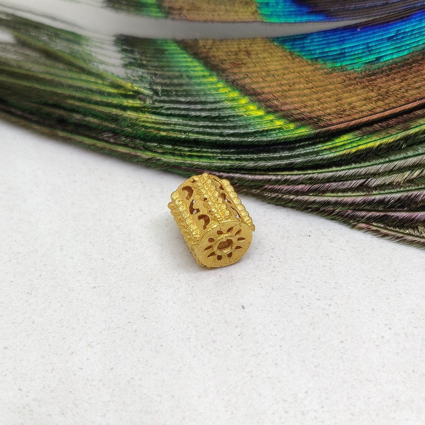 18k Yellow Gold Fancy Tube Granule Designer Beads Finding - Kanika Creations
