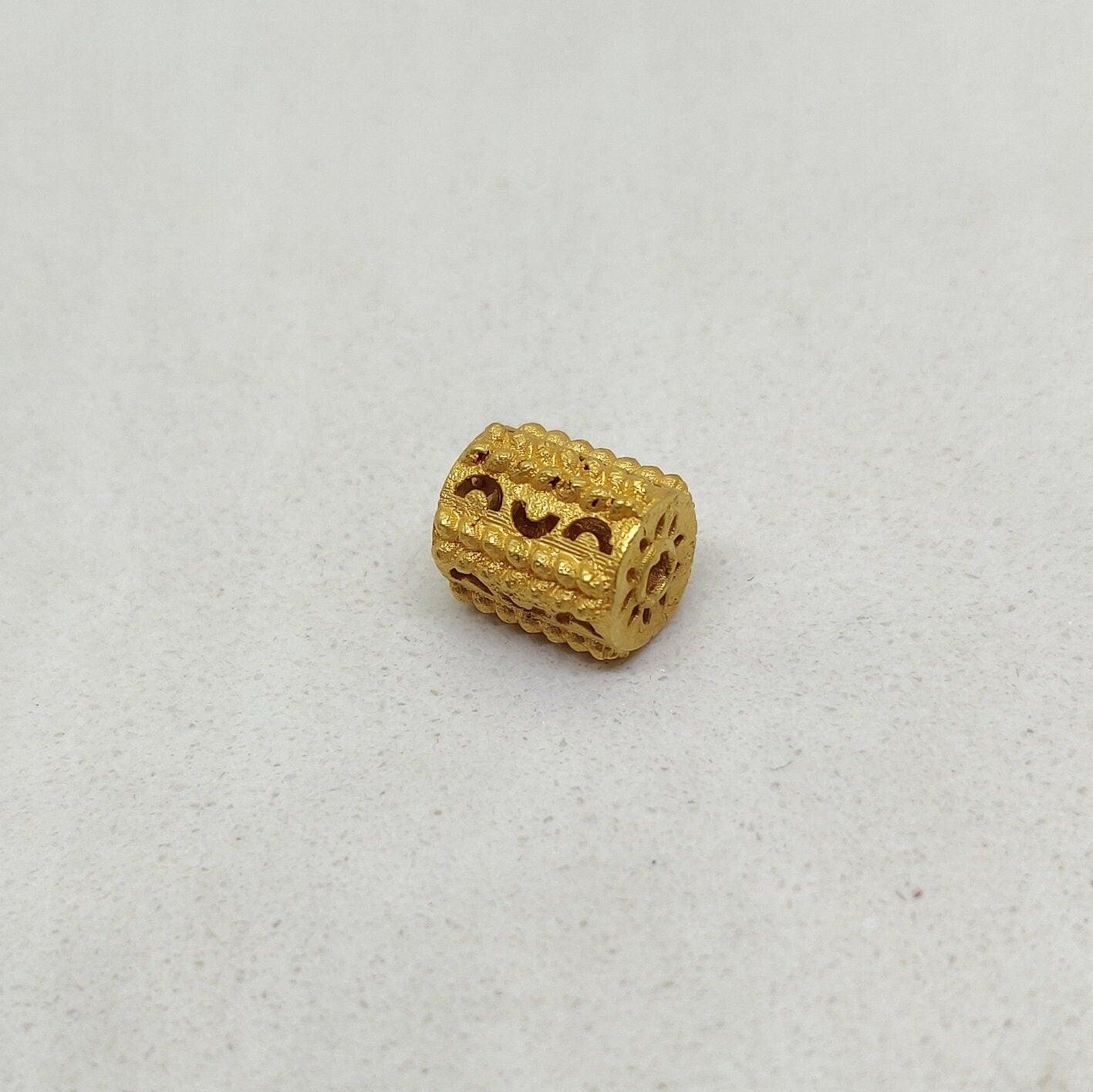 18k Yellow Gold Fancy Tube Granule Designer Beads Finding - Kanika Creations
