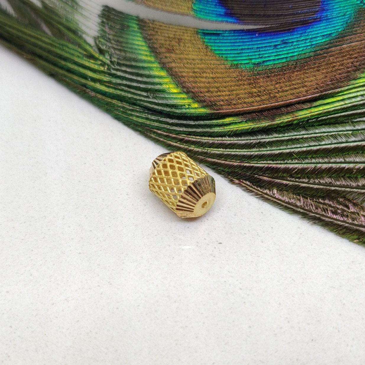 18k Gold Filigree Mesh Tube Spacer Bead Finding 11mm - Kanika Creations