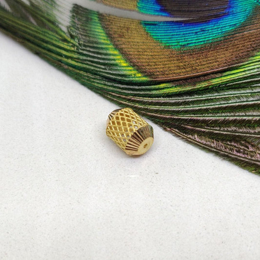 18k Gold Filigree Mesh Tube Spacer Bead Finding 11mm - Kanika Creations