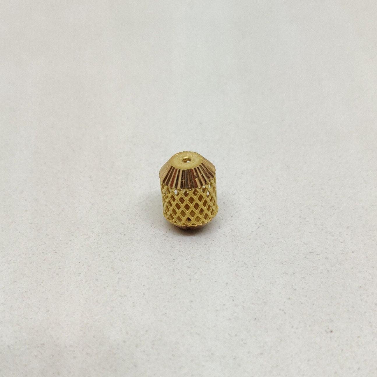 18k Gold Filigree Mesh Tube Spacer Bead Finding 11mm - Kanika Creations