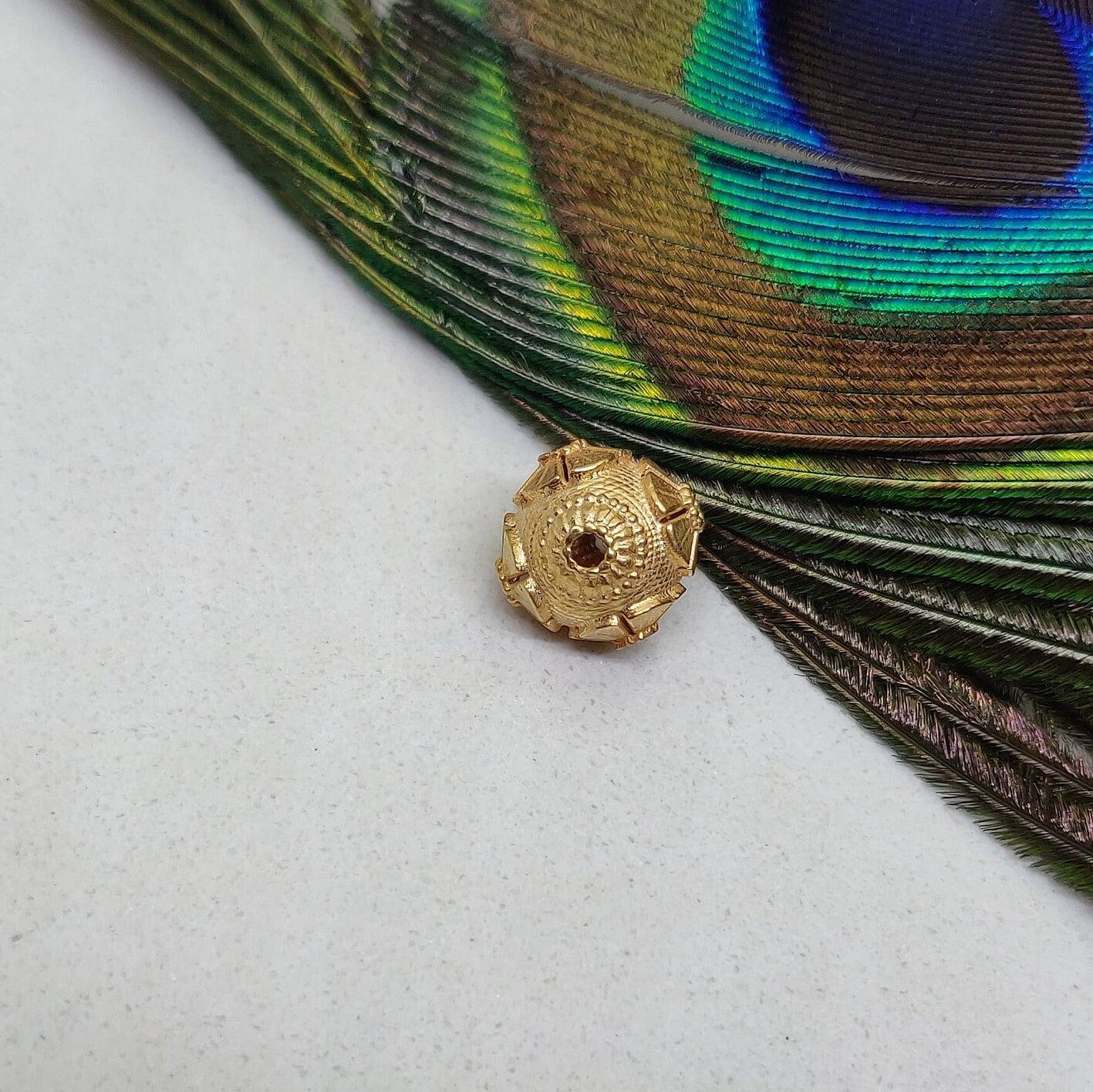 18k Gold Antique Rondelle Spacer Beads Findings 11mm - Kanika Creations