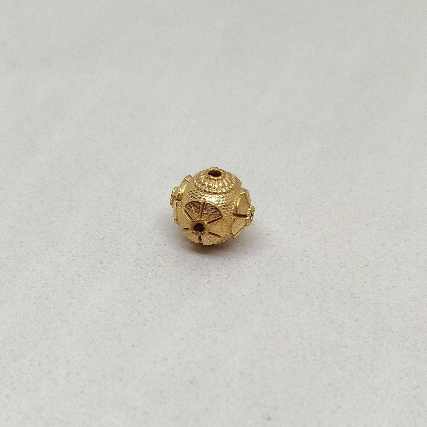 18k Gold Antique Rondelle Spacer Beads Findings 11mm - Kanika Creations
