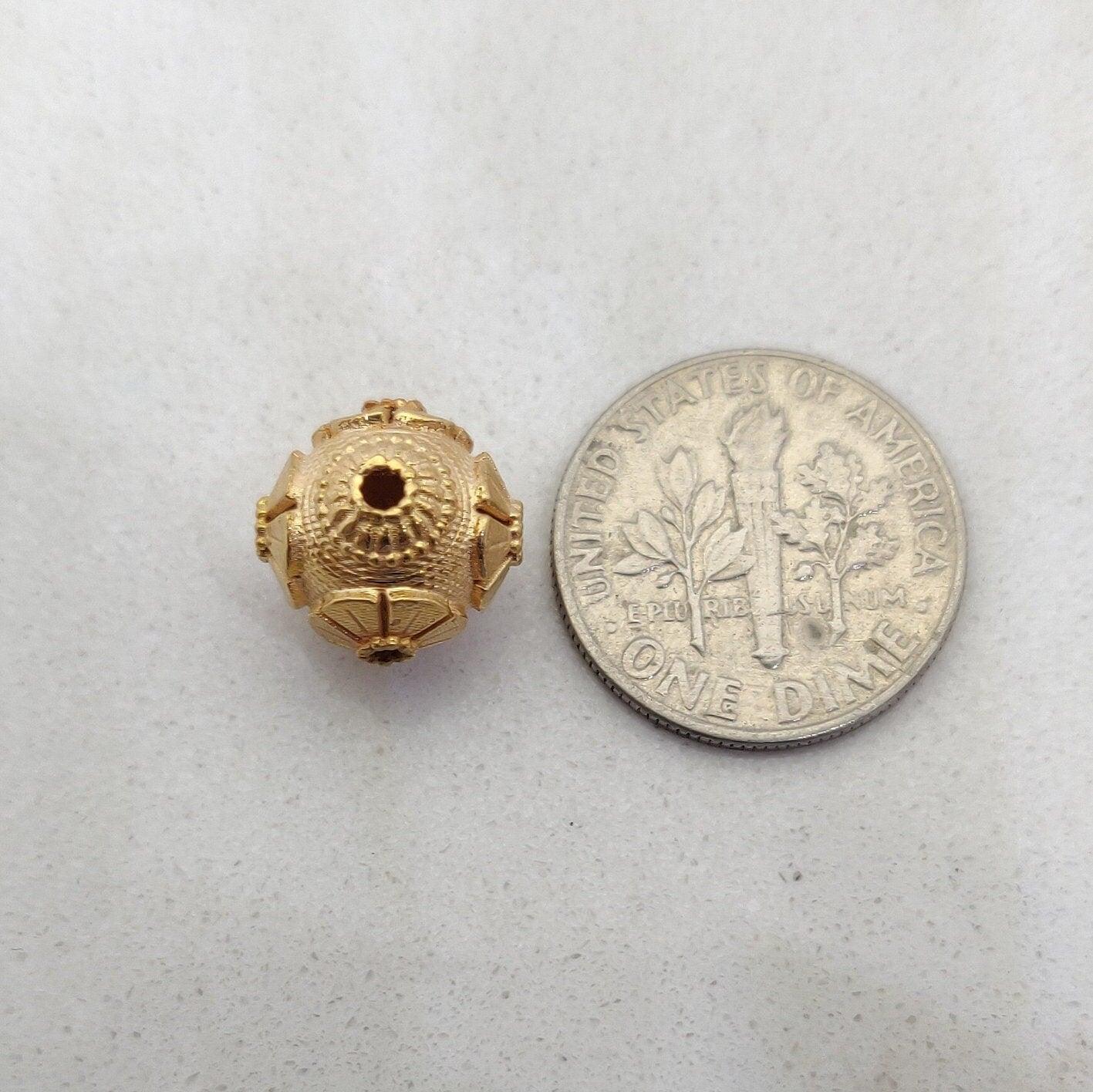 18k Gold Antique Rondelle Spacer Beads Findings 11mm - Kanika Creations