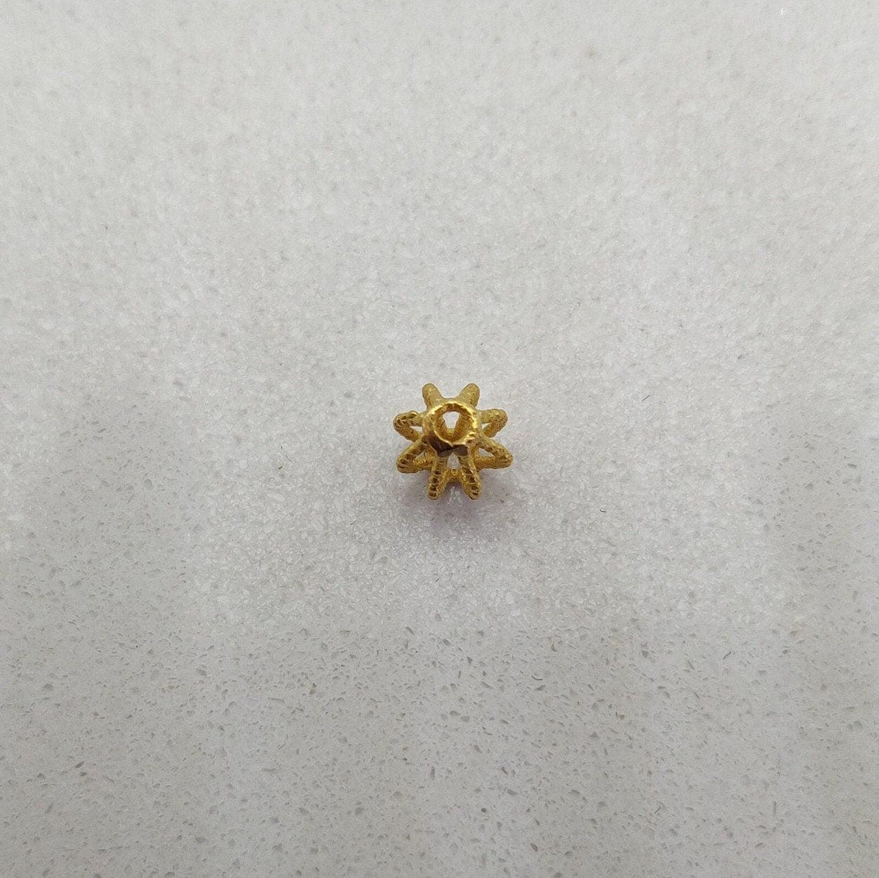 18k Solid Yellow Gold Oval Lantern Spacer Beads 5x6mm - Kanika Creations