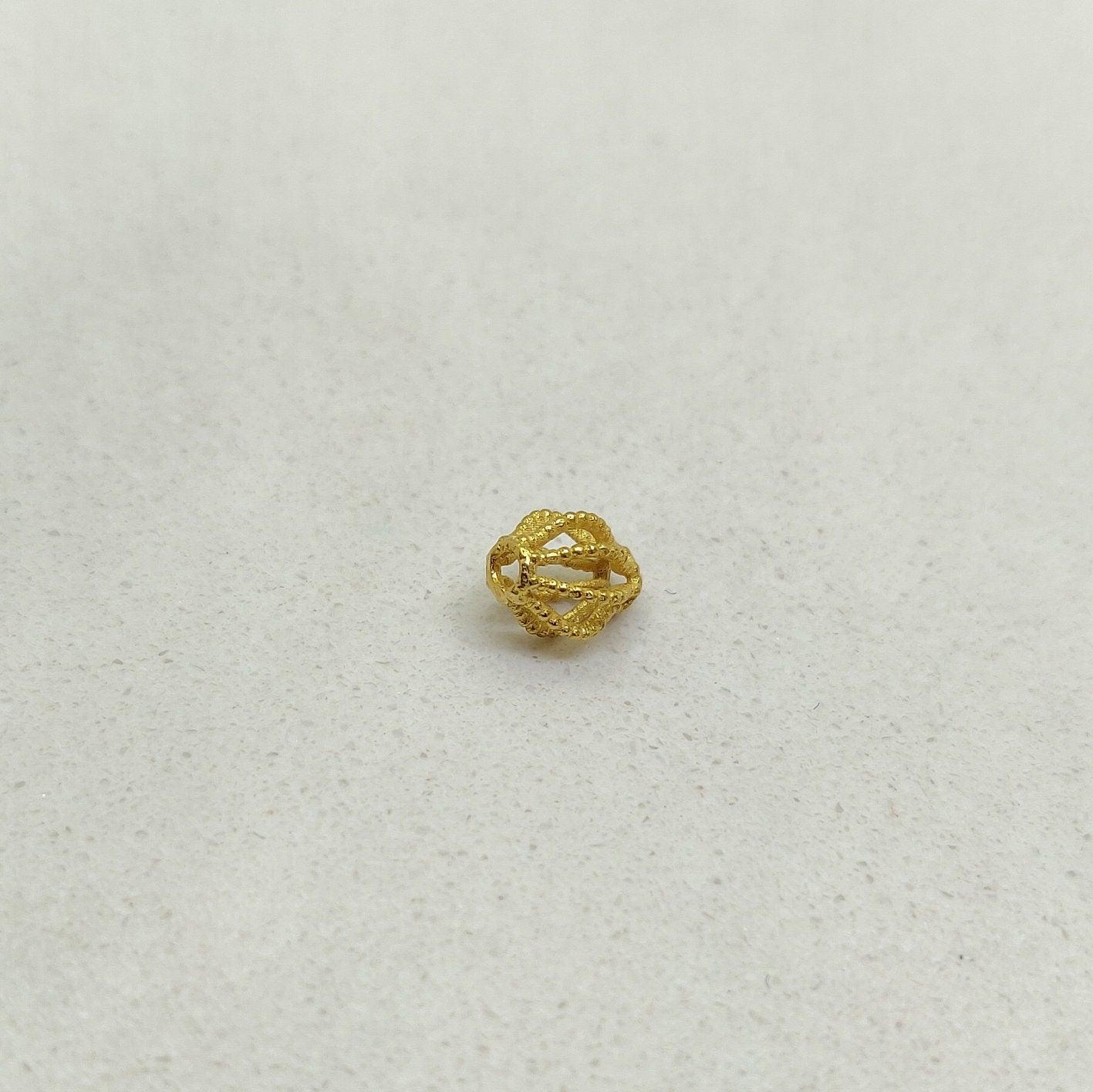 18k Solid Yellow Gold Oval Lantern Spacer Beads 5x6mm - Kanika Creations