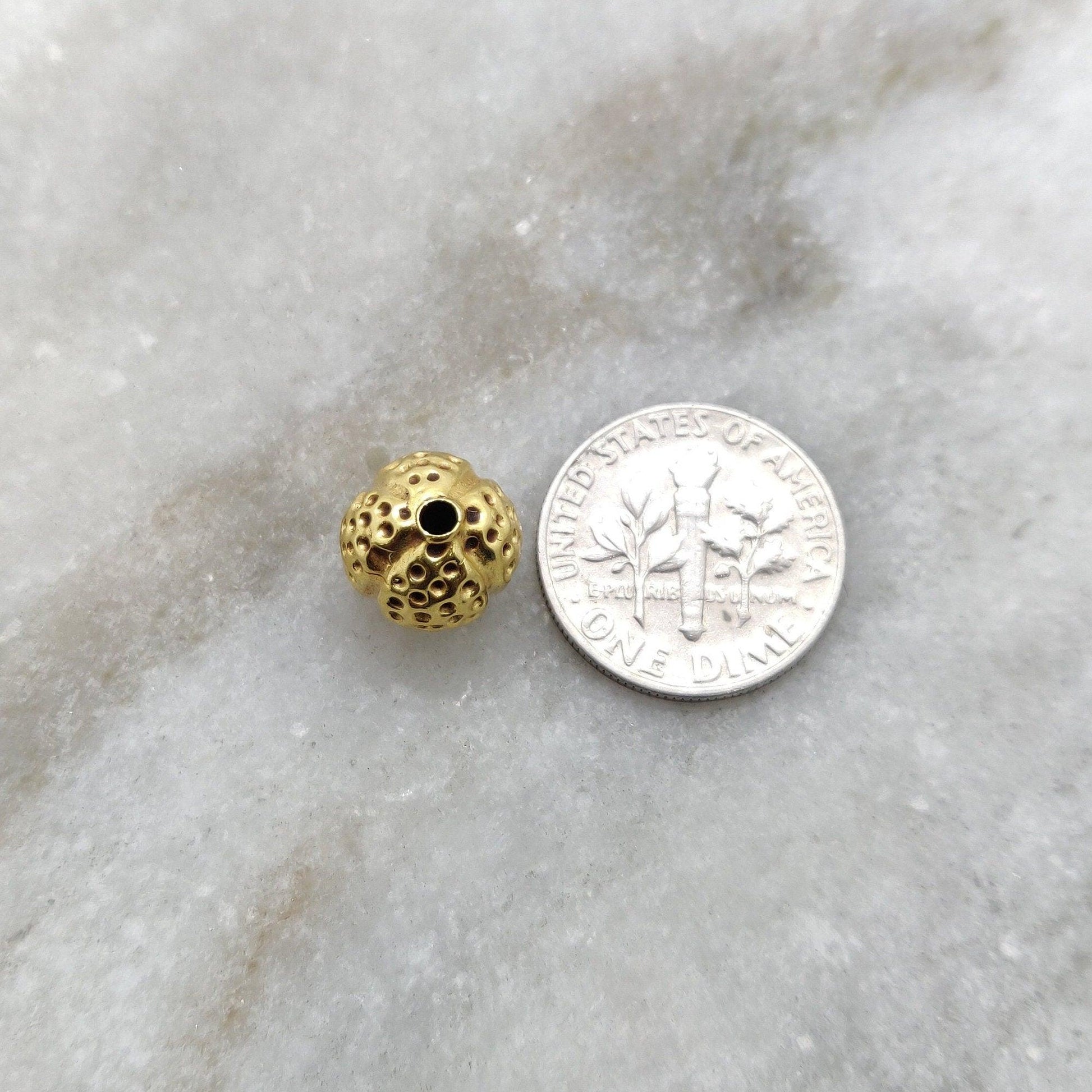 18k Solid Yellow Gold Round Spacer Ball Beads - Kanika Creations